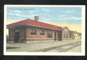 OTTAWA ILLINOIS RAILROAD DEPOT TRAIN STATION VINTAGE POSTCARD