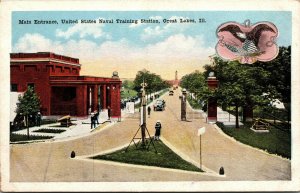 Postcard IL Great Lakes Main Entrance U.S. Naval Training Station C.1920 M19
