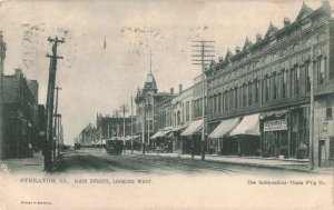 1906 Raphael Tuck Main Street Streator, IL. Trolley Car Picture Postcard 2T3-167