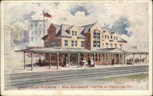 Lehigh Valley RR Train Station Depot Hazleton Pennsylvania PA c1910 Postcard