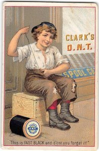 Clark's O.N.T. Spool Cotton Thread Sewing 1880s Victorian Antique Trade Card