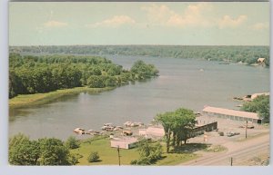 L S Phillips & Sons Marina, Collins Bay, Ontario, Vintage Aerial View Postcard