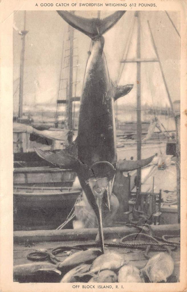 Fishing Swordfish 612 PDS OFF Block Island Rhode Island Postcard 1948