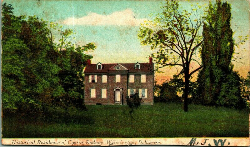 Caesar Rodney Residence Wilmington Deleware DE 1907 UDB Postcard A7