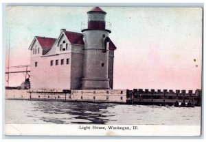 Waukegan Illinois IL Postcard View Of Light House 1911 Posted Antique