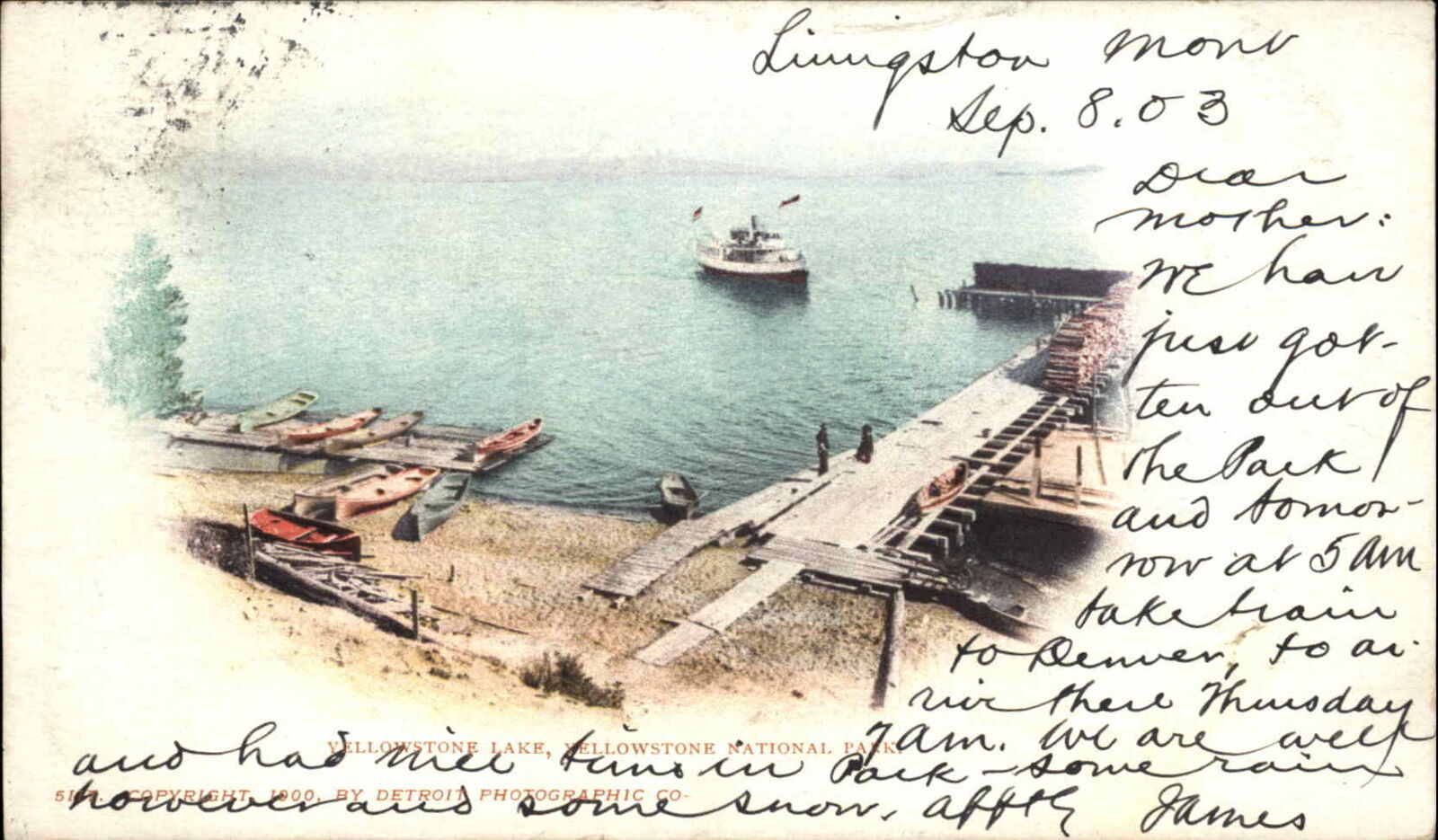 Yellowstone National Park Lake Dock Detroit Publishing Private Mailing