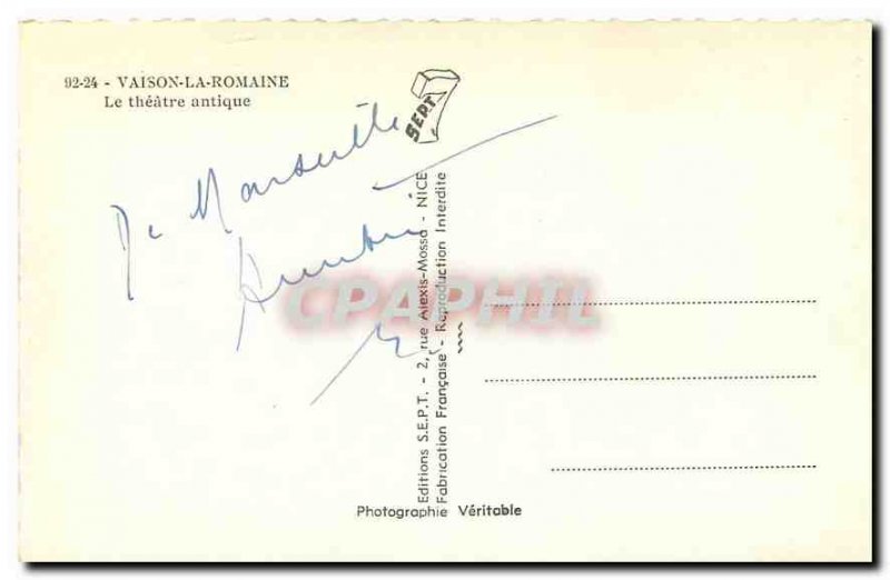 Old Postcard Vaison la Romaine the Ancient Theater