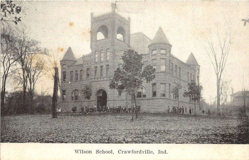 F60/ Crawfordville Indiana Postcard c1910 Wilson School Building