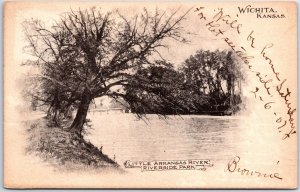 VINTAGE POSTCARD LITTLE ARKANSAS RIVER RIVERSIDE PARK WICHITA KANSAS POSTED 1907