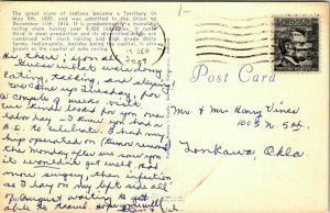 Greetings From Indiana IN Multiview Postcard Cancel PM Gary WOB Note Dexter VTG 