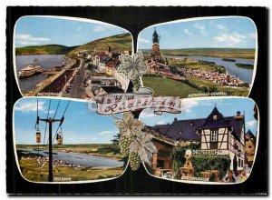 Modern Postcard Gruss aus Rudesheim Rheinstrasse Niederwalddenkmal Seilbahn D...