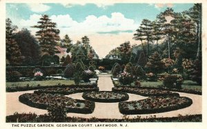 Vintage Postcard 1920's The Puzzle Garden Georgian Court Lakewood New Jersey NJ