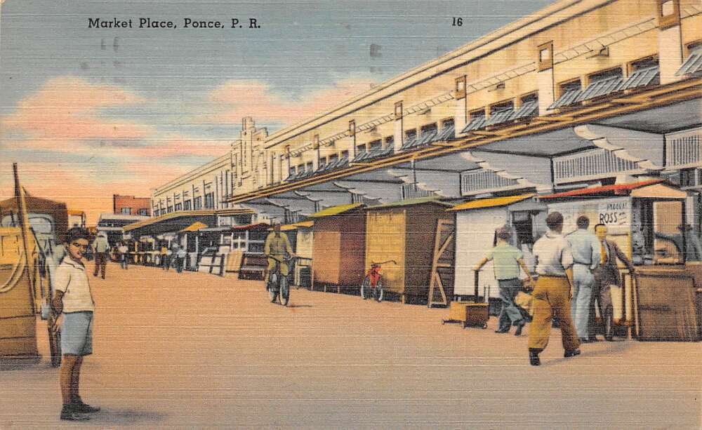 Ponce Puerto Rico Market Place Street Scene Vintage Postcard AA69519