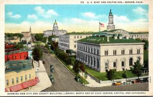 Colorado Denver Colfax Avenue With U S Mint City & County Buildings & Library...