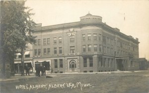 Postcard RPPC Minnesota Albert Lea Hotel occupation 1906 roadside 23-10049