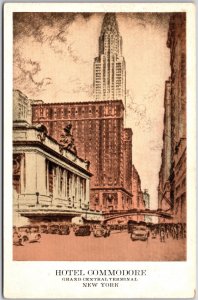 New York City NY, Hotel Commodore, Grand Central Terminal, Vintage Postcard