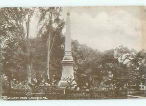 Unused Pre-1907 PARK MONUMENT Gardner Maine ME n5493