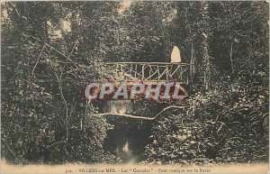 Old Postcard Villers sur Mer Cascades Rustic Bridge over the Ravine