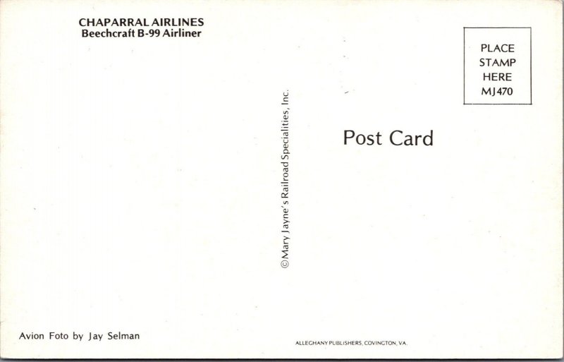 Aviation Postcard - Chaparral Airlines, Beechcraft B-99 Airliner  SW16528
