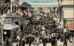 CONEY ISLAND NY Crowd on the Bowery c1910 Postcard