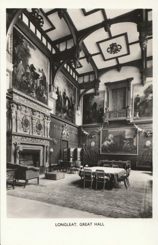 Wiltshire Postcard - Longleat - Great Hall - Real Photograph   BR111