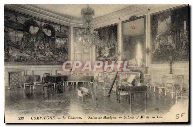 Old Postcard Compiegne the Music Room Chateau