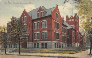 Zanesville Ohio 1910 Postcard New High School