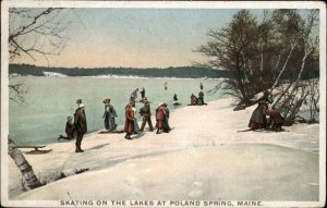 POLAND SPRING ME Ice Skating Lakes DETROIT PUBLISHING c1910 Postcard