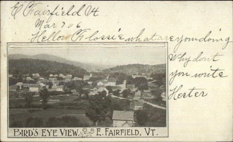 East Fairfield VT Birdseye View c1905 Postcard