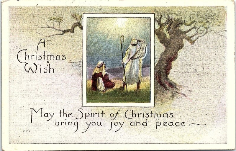 c1920 CHRISTMAS WISH SHEPARDS GAZING AT STAR MARQUETTE NE POSTCARD 39-291