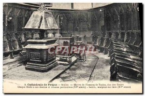 Old Postcard From Frejus Cathedral Stalls Toulon Flamenq Artwork