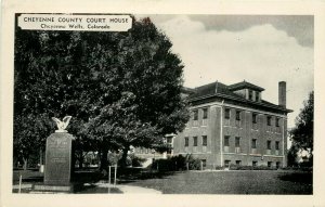 Vintage Postcard; Cheyenne County Court House, Cheyenne Wells CO, Monument