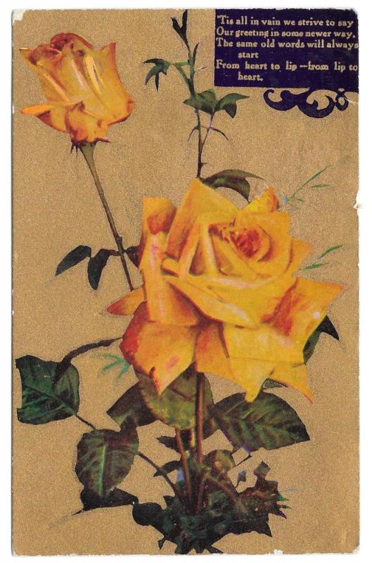 Motto Love Poem Flowers Yellow Roses Gold Cleve & Pitts RPO