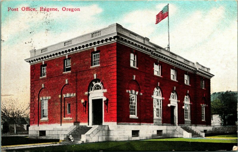 United States Post Office Building Eugene Oregon OR 1912 Vtg Postcard