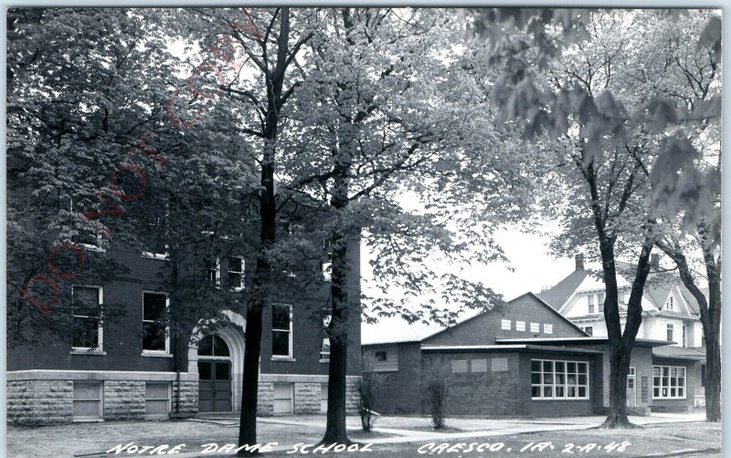 c1950s Cresco, IA RPPC Notre Dame School Postcard 1910 Assumption Parochial A102