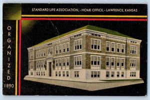 c1949 Lawrence Kansas KS Vintage Postcard Standard Life Association Home Office