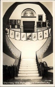 Frankfort KY Kentucky Capitol Stairway c1930-50s Real Photo Vintage Postcard