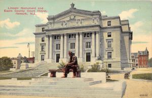 Newark New Jersey~Lincoln Monument in Front of Essex Co Court House~Houses~c1910