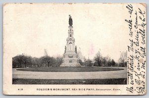 Bridgeport Connecticut~Seaside Park~Soldiers Monument~Gazebo Shelter~1906 PC