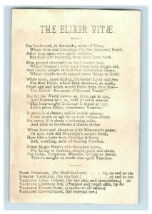 Lot of 2 1880's Vaseline Elixir Vitae Poem on Back Victorian Trade Cards P59