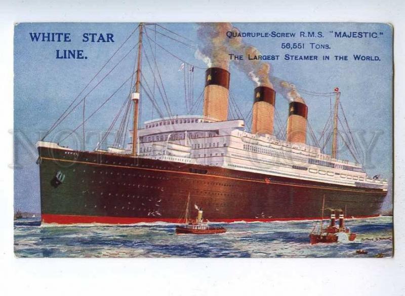 190498 WHITE STAR LINE ship MAJESTIC Vintage postcard