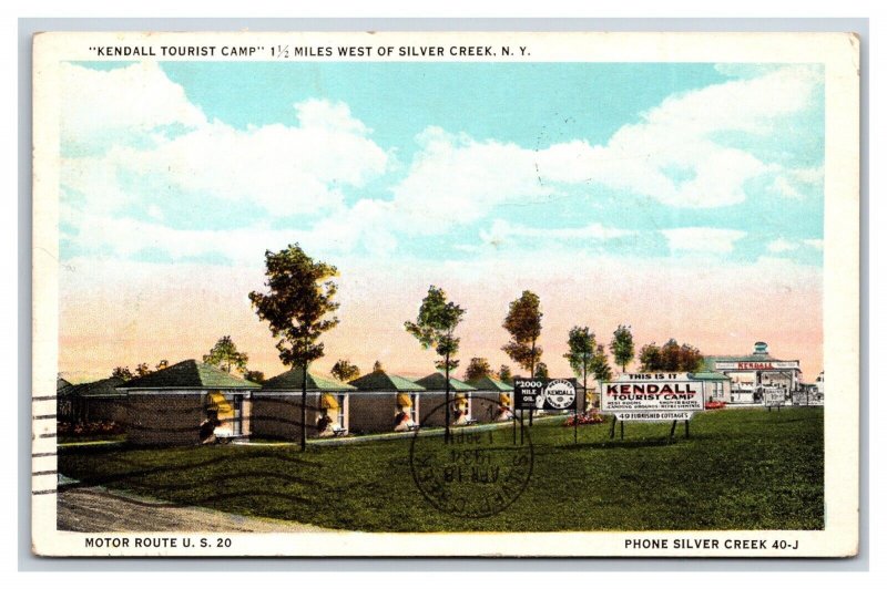 Kendall Tourist Camp Hwy US 20 Silver Creek New York NY WB Postcard P27