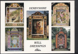 Derbyshire Postcard - Five Examples of The Tradition of Well Dressing B2733