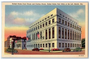 1940 United States Court House Custom House Post Office Left Mobile Ala Postcard