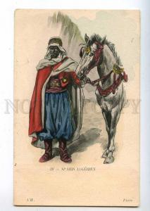 214025 ALGER arabian HORSE & horseman Vintage RPPC