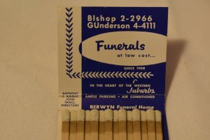 Berwyn Funeral Home Illinois Advertising 30 Strike Matchbook