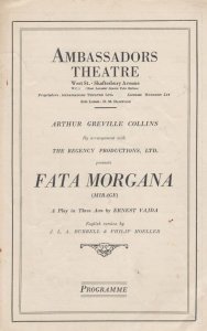 Fata Morgana Roger Livesey Drama Ambassadors 1924 Antique Theatre London Prog...
