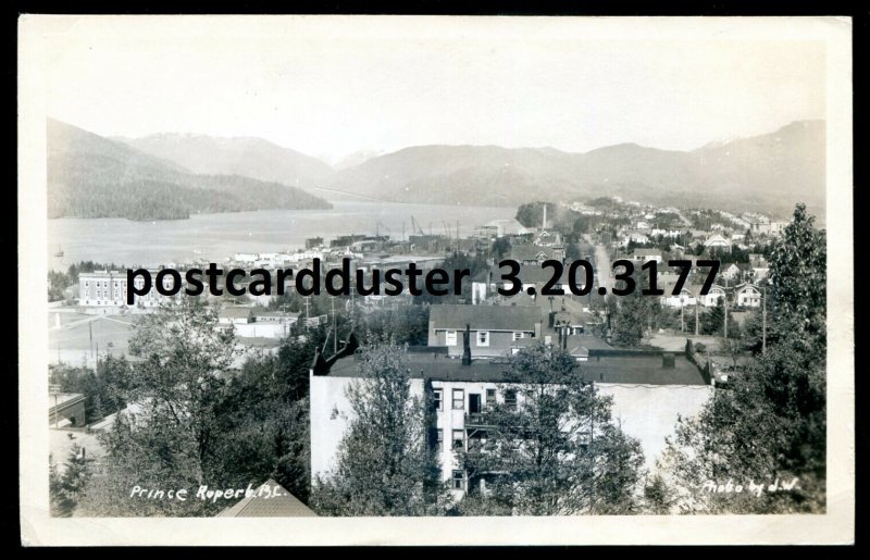 h3604 - PRINCE RUPERT BC 1940s Birds Eye View. Real Photo Postcard by J.W.