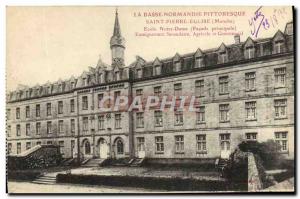 Old Postcard Lower Normandy Picturesque St. Peter Church Ecole Notre Dame Fac...