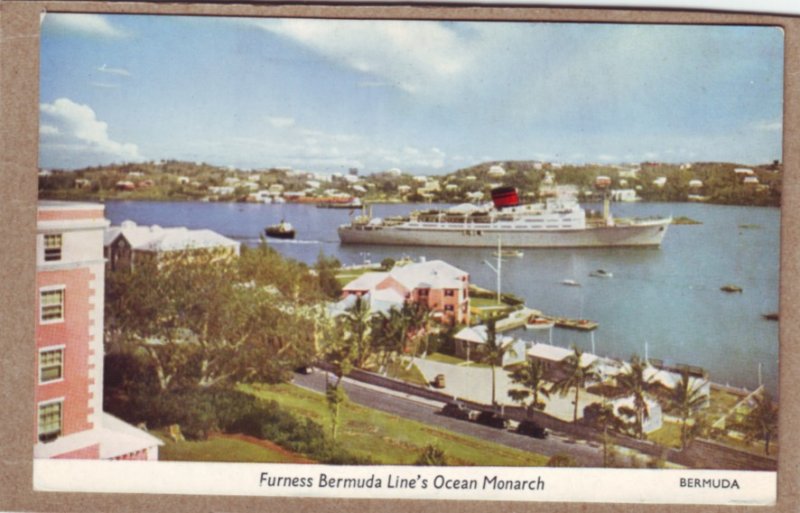P1349 vintage unused postcard furness bermuda line ocean monarch tour ship